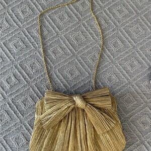 Loeffler Randall Rayne Gold Bow Clutch